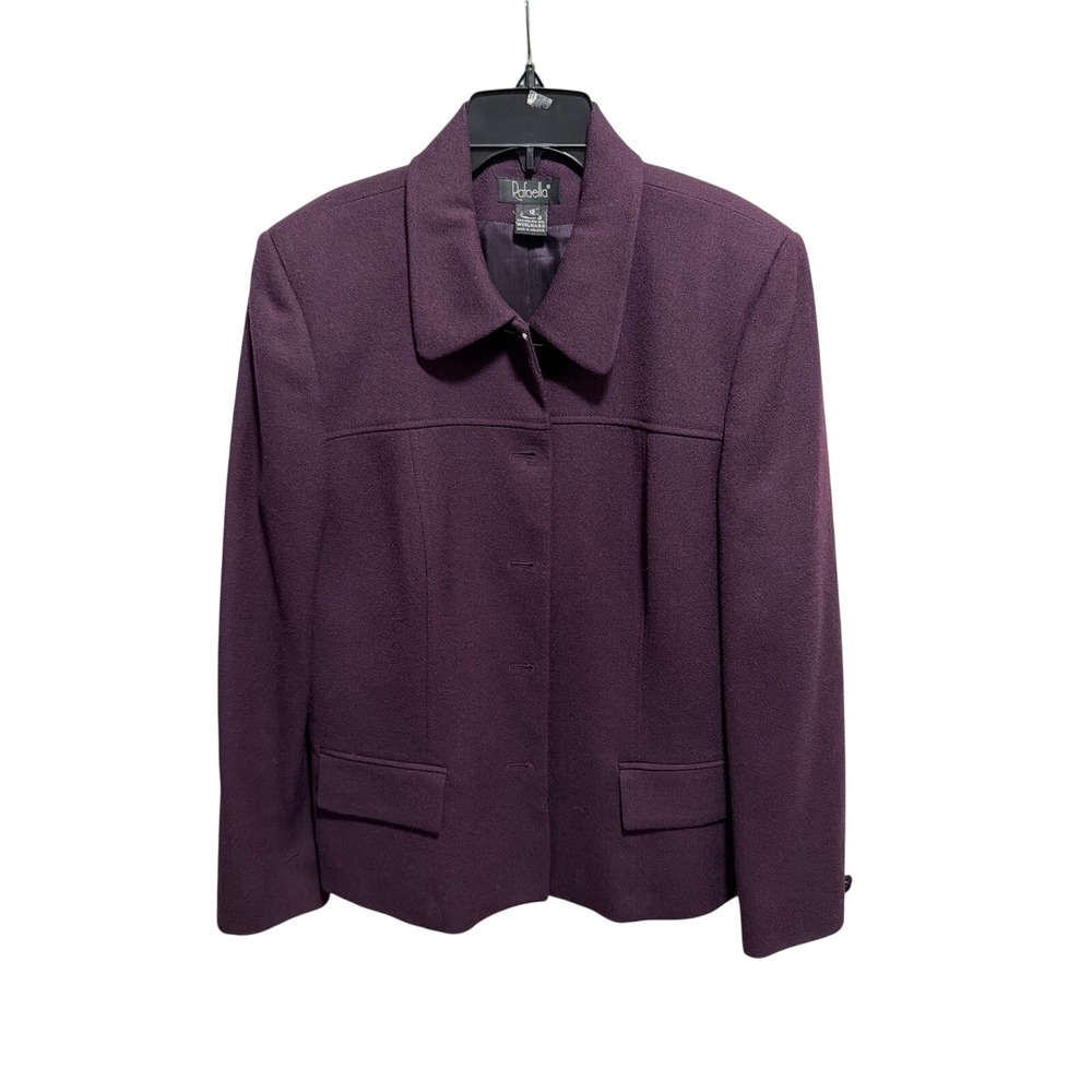 Rafaella Womens Plum Purple Wool Blend Blazer Jacket Size 12 Button Front